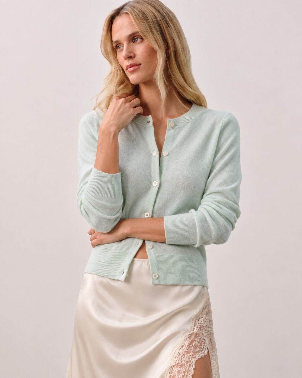 NAKEDCASHMERE Jayla Cashmere Cardigan Jadite Mint Green NWT M